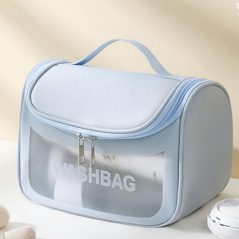 Large Capacity Toiletry Storage Bag Transparent Makeup Pouch for Travel Cosmetics Storage, Portable Handheld Toiletry Bag.