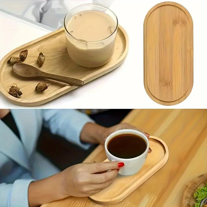 Storage Tray Bamboo Tea Cup Mat Jewelry Storage Rack Succulent Tray DIY Coaster Home Bathroom Kitchen Storage Trays