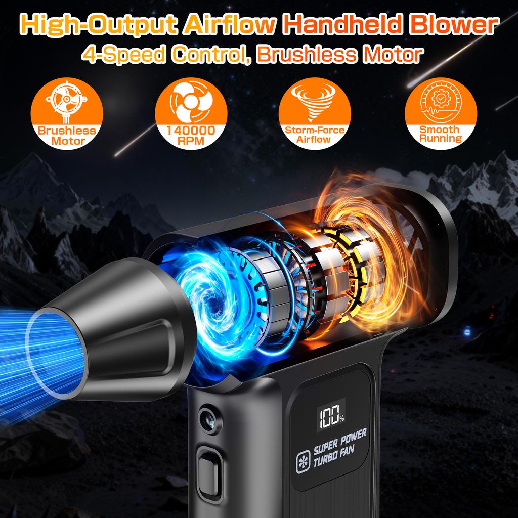 For Car RV Truck Trailer Electric Air Duster Turbo Fan Cleaning Jet Blower Tool Violent Hair Dryer Multifunctional Blowing Snow