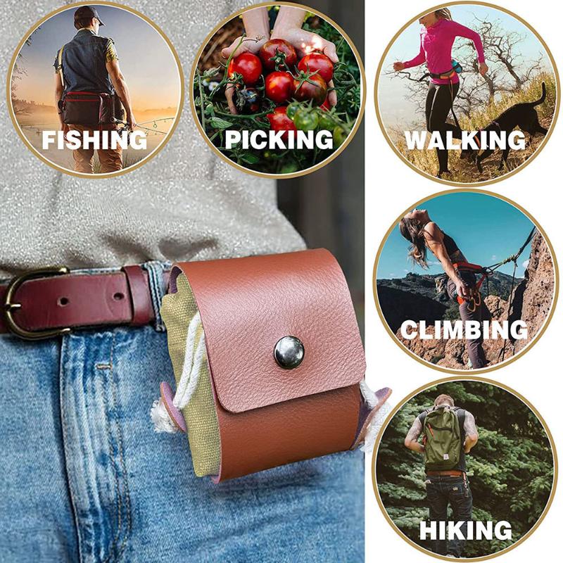 1Pc Foldable Foraging Bag Canvas Bushcraft Bag Foraging Pouch Storage Bags Easy Looping Around Belts Bags For Camping Hiking