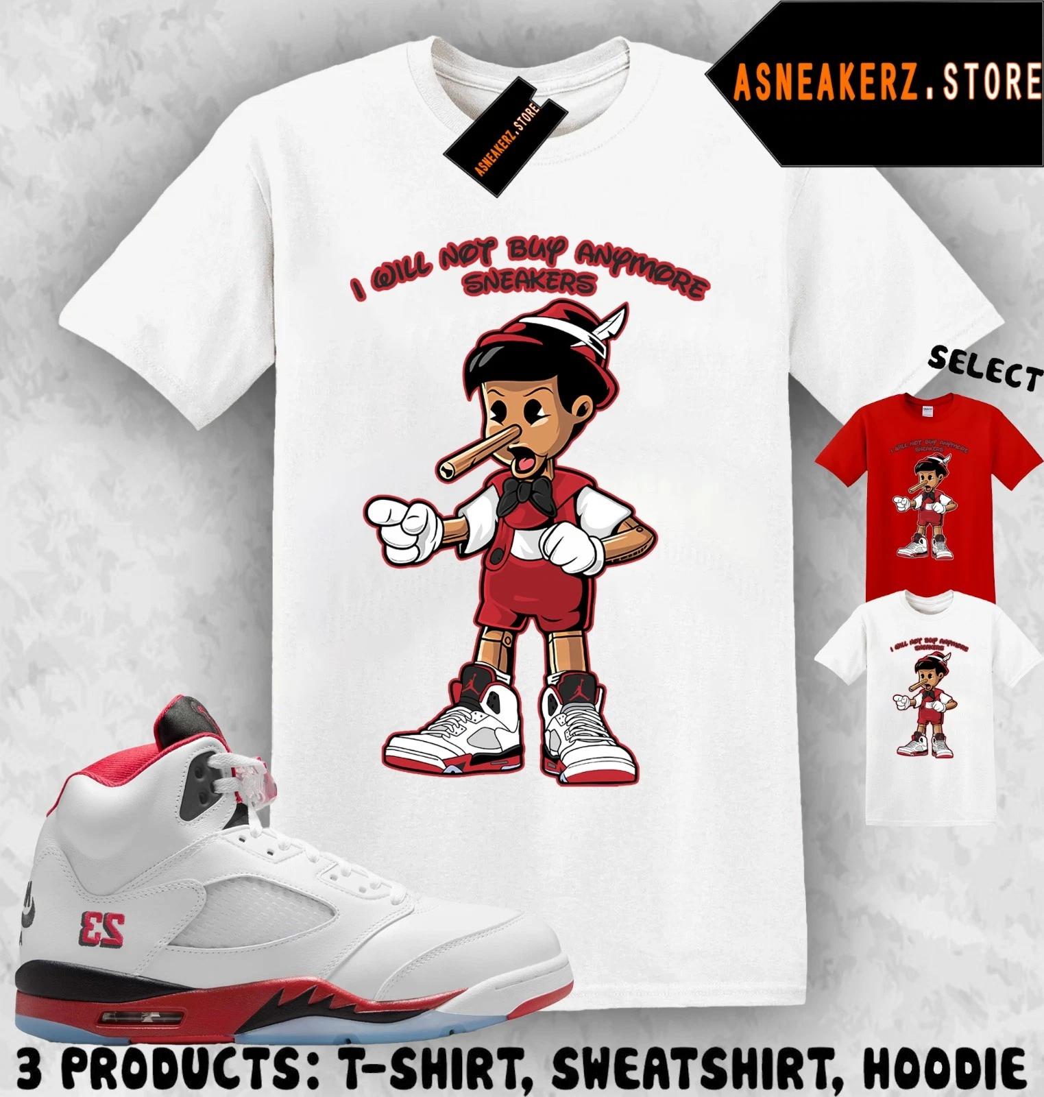 

Shirt Match AJ 5 OG Fire Red 2025 Sneaker Matching Sneakerhead Pinocchio T-Shirt S
