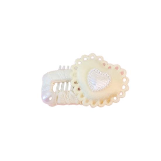 Pet Hairpin Cute 3D Heart Dog Hair Clip with Faux Pearl Long Hair Cat Macrame Heart Headdress for Small Pets Accessories