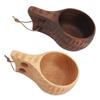 350ML Wooden Cup with Handle Portable Multifunctional Wood Mug Drinking Cup for Coffee Tea Milk Beve