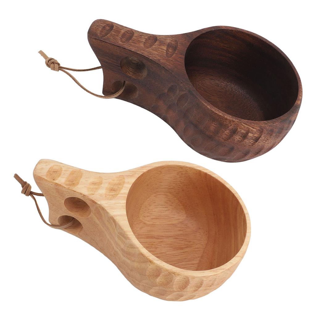 350ML Wooden Cup with Handle Portable Multifunctional Wood Mug Drinking Cup for Coffee Tea Milk Beve