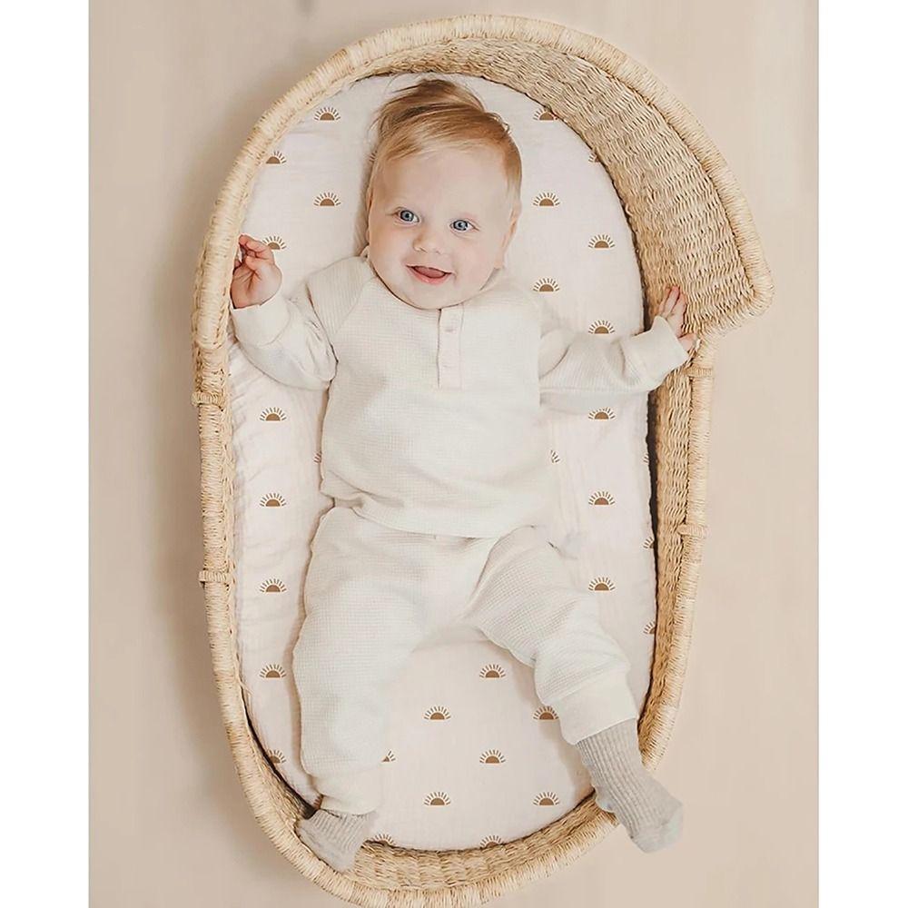 2Pcs/Set Durable Solid Baby Fitted Sheet Breathable Printed Crib Fitted Sheets Cotton Newborn Changing Pad Cover