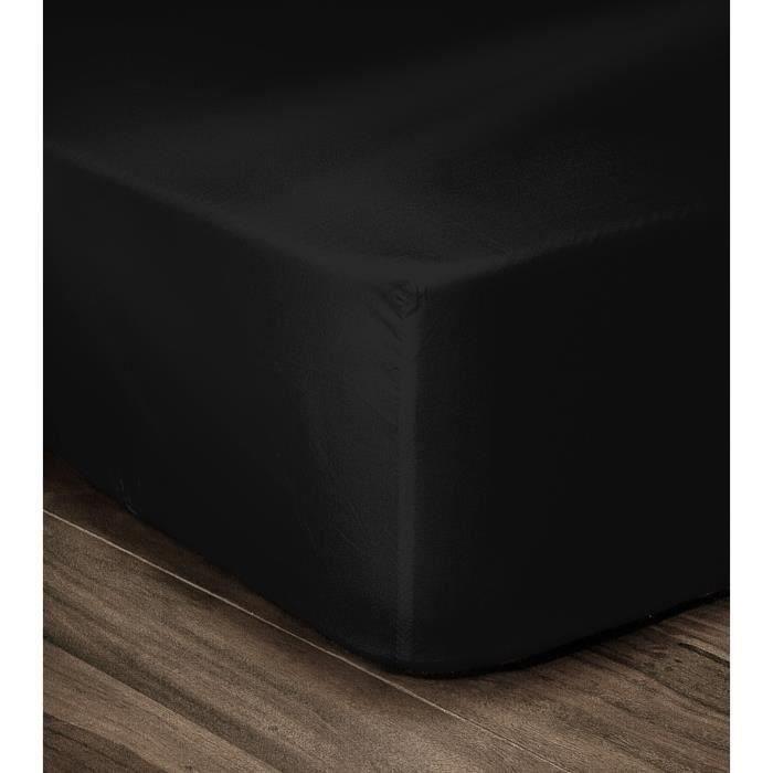 LOVELY HOME Fitted Sheet 100% Cotton 180x200cm - Cup 35cm - Black