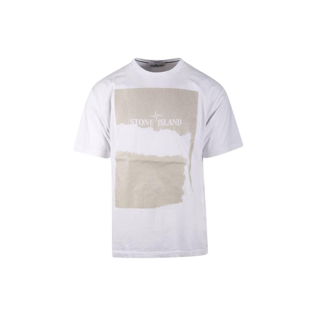 

Stone Island Letter Print Pattern Crew Neck Short Sleeve T-Shirt Men Tops White 80152RC90-V0001 L