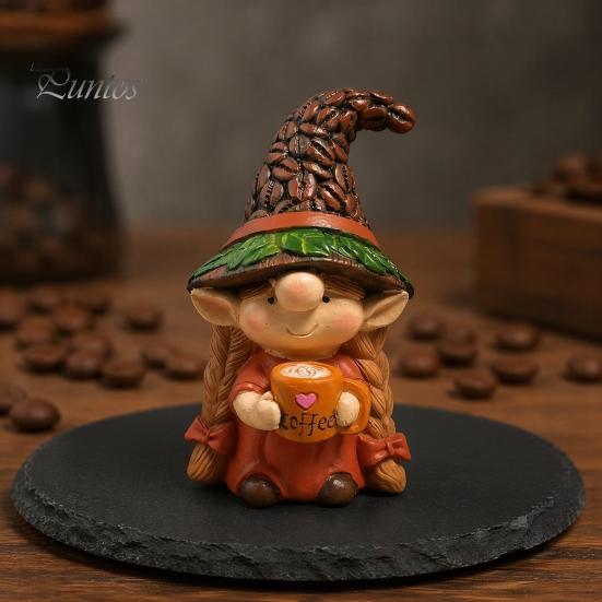 Hand Painted Gnome Set Coffee Ornaments, Cute Resin Figurines, Decorative Tabletop Kitchen Decor Centerpiece for Bar & Lovers Figurines