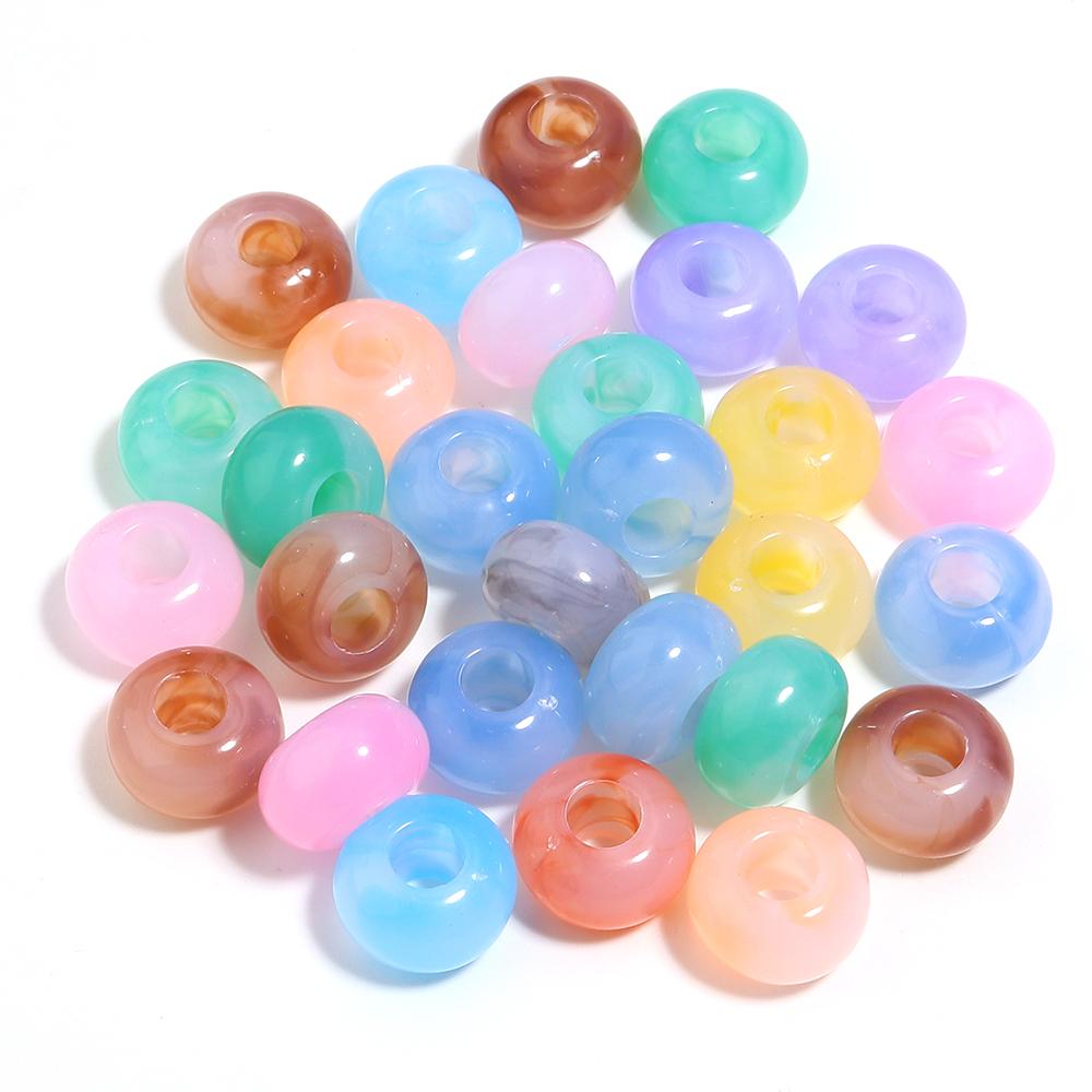 50pcs/lot 14mm Colored Round Acrylic Beads Big Hole Spacer Loose Beads For Jewelry Making DIY Crafts Bracelet Necklace Accessory