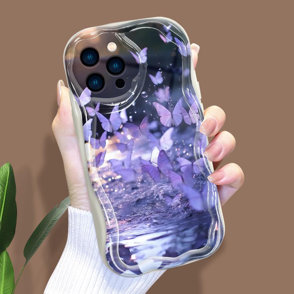 Model de desene animate Carcasă cu textura cremă Marginea ondulată Husă din silicon moale Husă pentru telefon pentru iPhone Samsung Huawei Honor Xiaomi Redmi Infinix Tecno