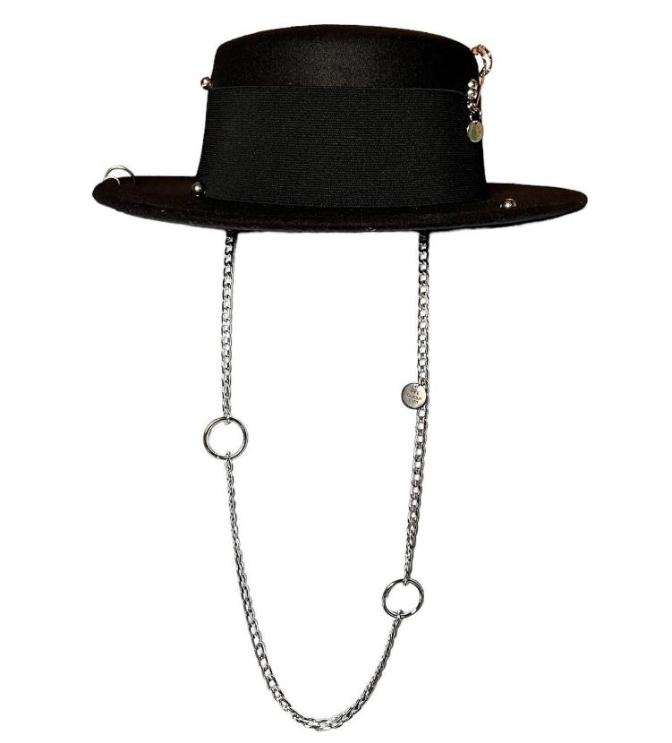 Fedora Cepures Punk Pērļu Ķēdīte DIY