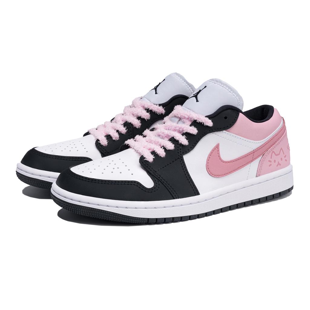 Jordan Air Jordan 1 Abrasion Resistant Low top Vintage Basketball Shoes Unisex Black Pink DC0774-101(Team1712-)