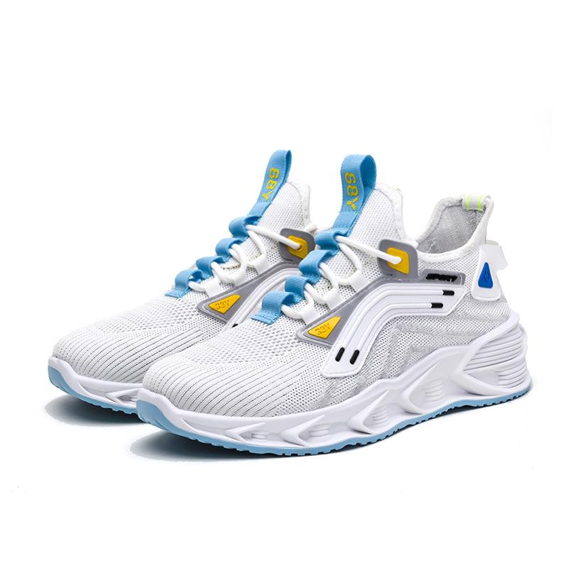 

Processing customized men s shoes 2025 new men s sports shoes Korean version of flying woven breathable running shoes blade shoes 39 белый