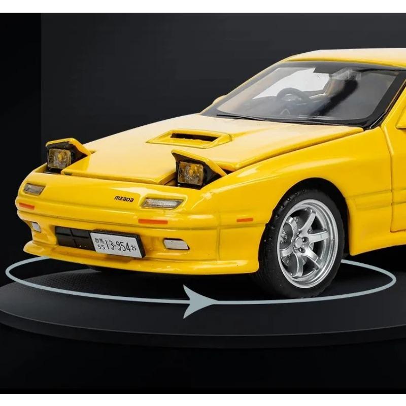 1/32 Scale Mazda RX7 FC INITIAL D Alloy Car Model Diecasts Metal Toy Vehicle Sound and Light Car Toys for Boy Children Gift