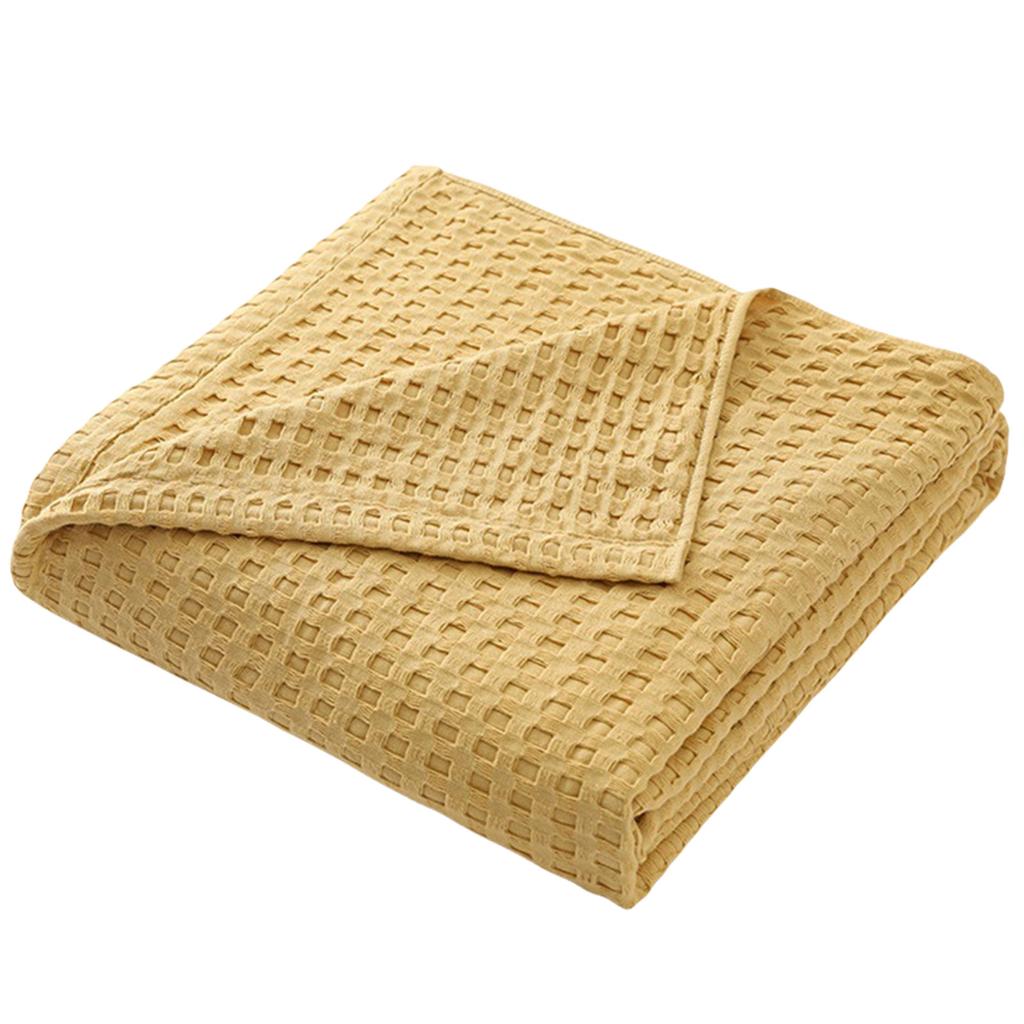 Summer Cooling Cotton Waffle Weave Blanket 150x200cm Bed Blanket Lightweight Cotton Bedspread for Sofa and Bed