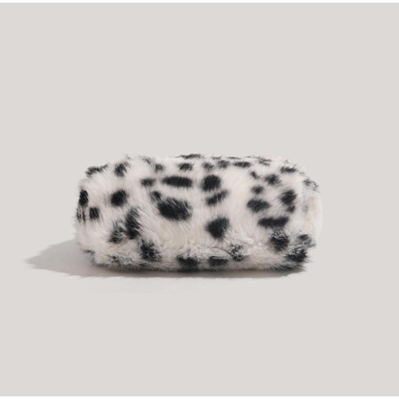 Plush Leopard Print Shoulder Bag For Women New Fashion Winter Warm Chain Handbag Niche Zippered Versatile Casual Crossbody Bag