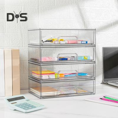 Clear Pull-Out Drawers Storage Box Large Capacity Multipurpose Stackable Organizer Transparent Storage Bin with Handle