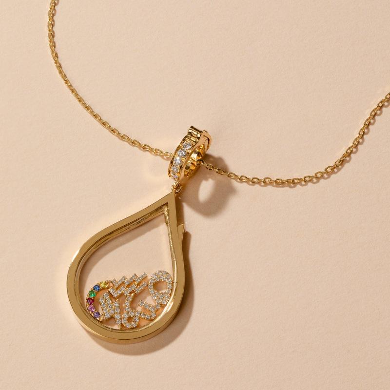 Retro Personalized Photo Box Pendant Item Can Be Opened And Closed Diy Pendant Hollow Design Transparent Box 18K Gold Color Retention