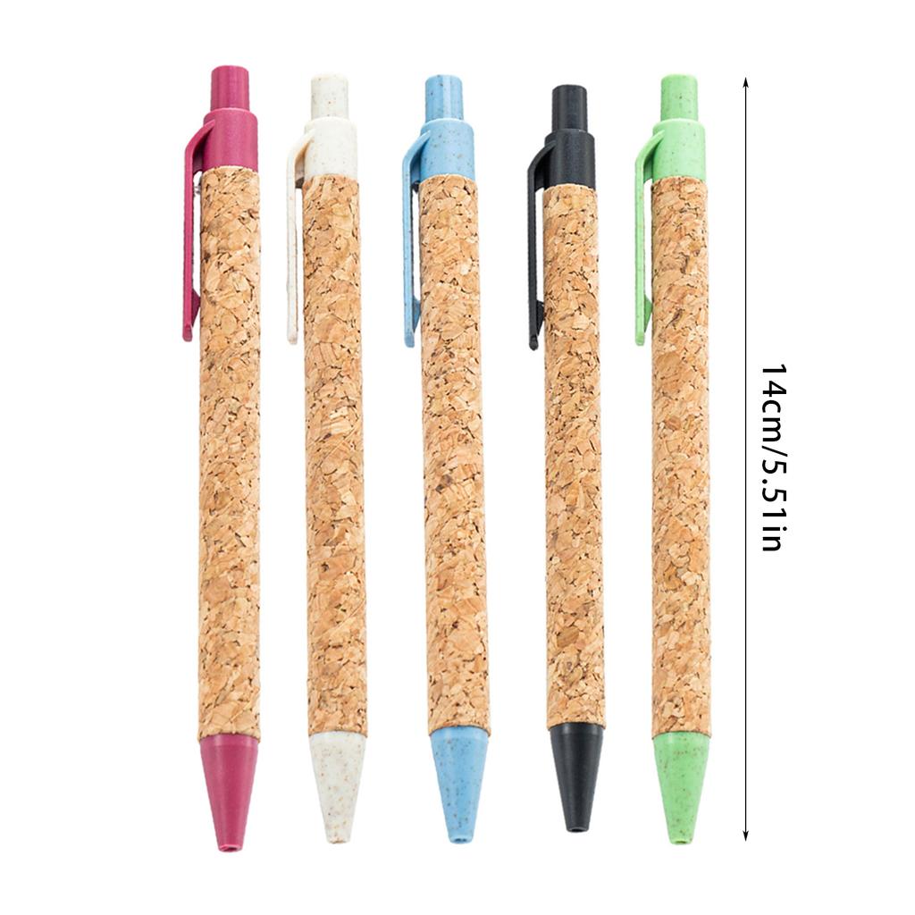 5 Pieces Retractable Ballpoint Pen 1.0mm Signature Pen Wood Grain Writing Pen Stationery Supplies for Student Teacher