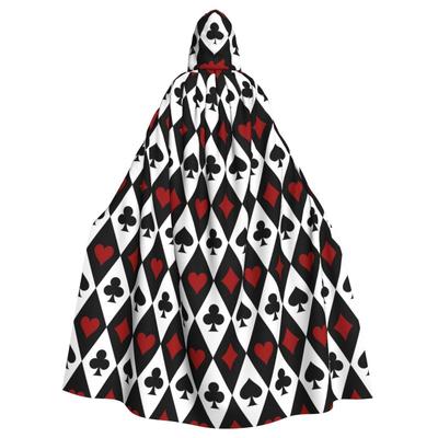 Poker Red Black Alice In Wonderland Hooded Cloak Unisex Hood Cloak Cosplay Medieval Costume Witch Wicca Elf Purim Carnival Party