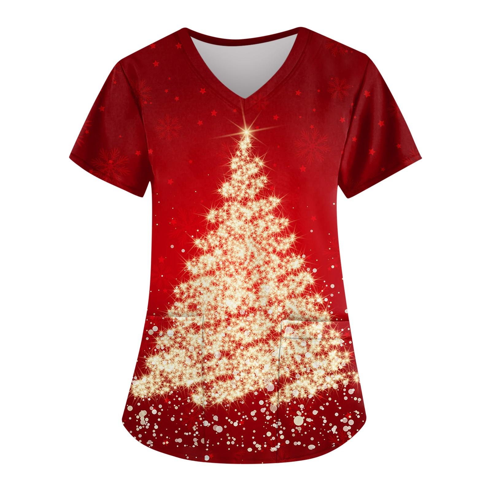 

Рождественский женский модный повседневный рождественский топ с v-образным вырезом и принтом, защитный рабочий костюм XXXL жёлтый