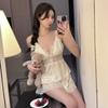 Ice Silk Pajamas Female Sexy Summer Thin Style with Chest Pad Lace Pure Desire Wind Suspender Shorts New Loungewear