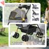 Dog Pram Dog Stroller Foldable Pet Pushchair with 4 Wheels, Safety Leashes, Cup Holder for Small Dogs, Grey