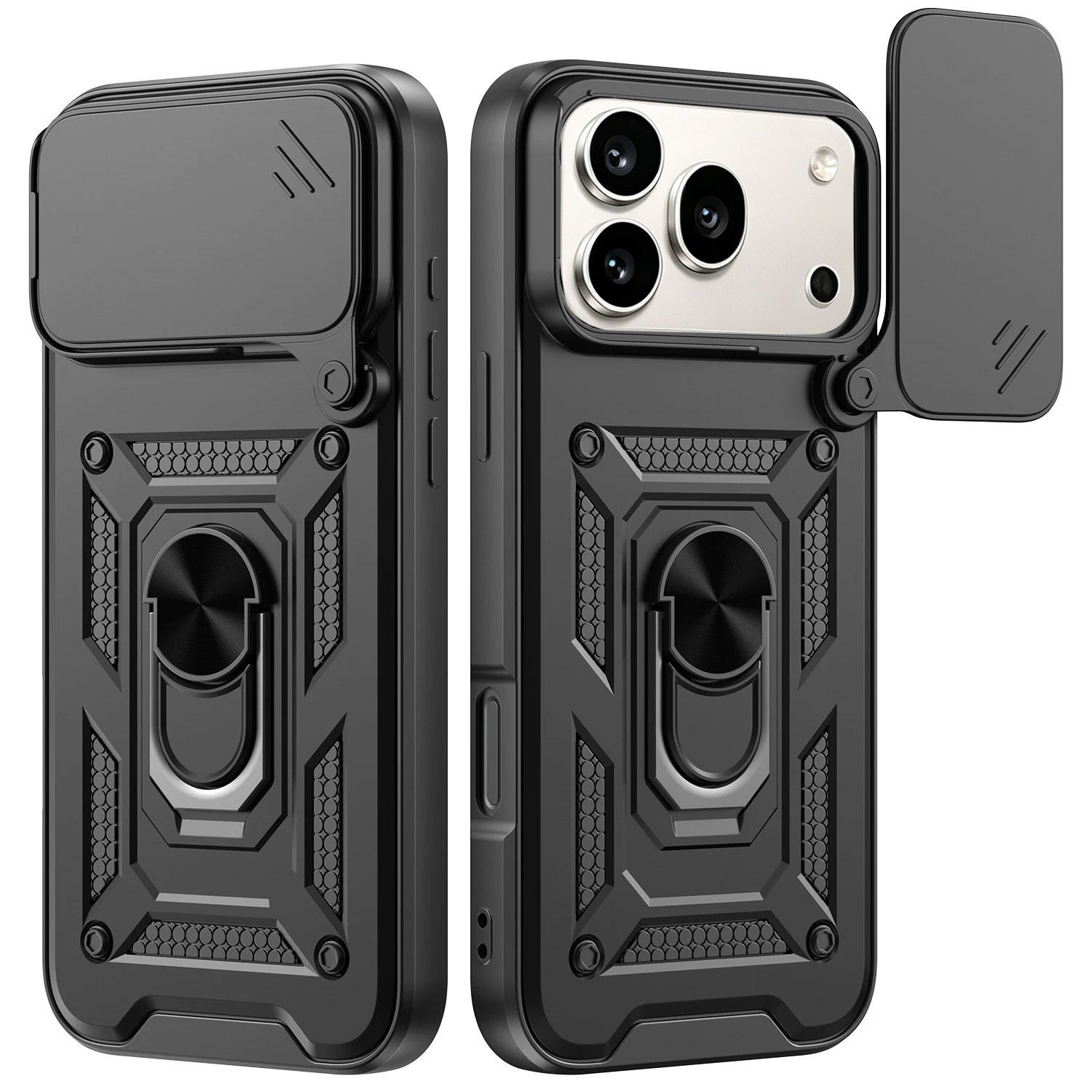 Hülle Für Honor 600 Pro Militärischer Schutz Telefon Schiebe-Kameraabdeckung Für Honor 600 Hülle Fundas Honor 600 Pro schwarz