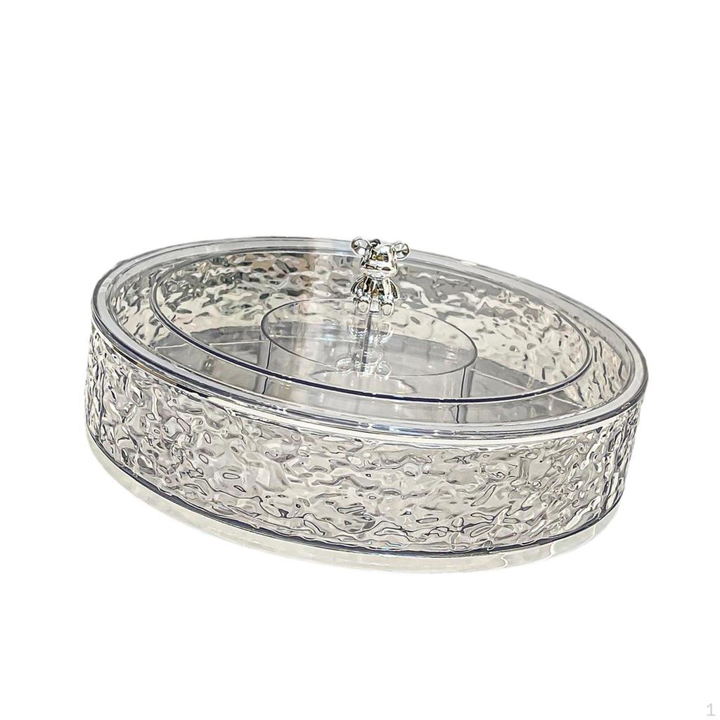 Compartmentalized Appetizer Serving Tray with Lid And Cover, Round Storage Box for Nuts, Sweets,