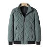 Men Coat Fashionable Solid Color Winter Jacket Zipper Closure Stand Collar Coat with Pockets for Autumn Winter
