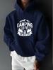 CAMPING LIFE Logo, Exclusive Pattern Print for Camping Enthusiasts, Casual Sports Outdoor Men'S Long-Sleeved Hooded Sweatshirt, Me