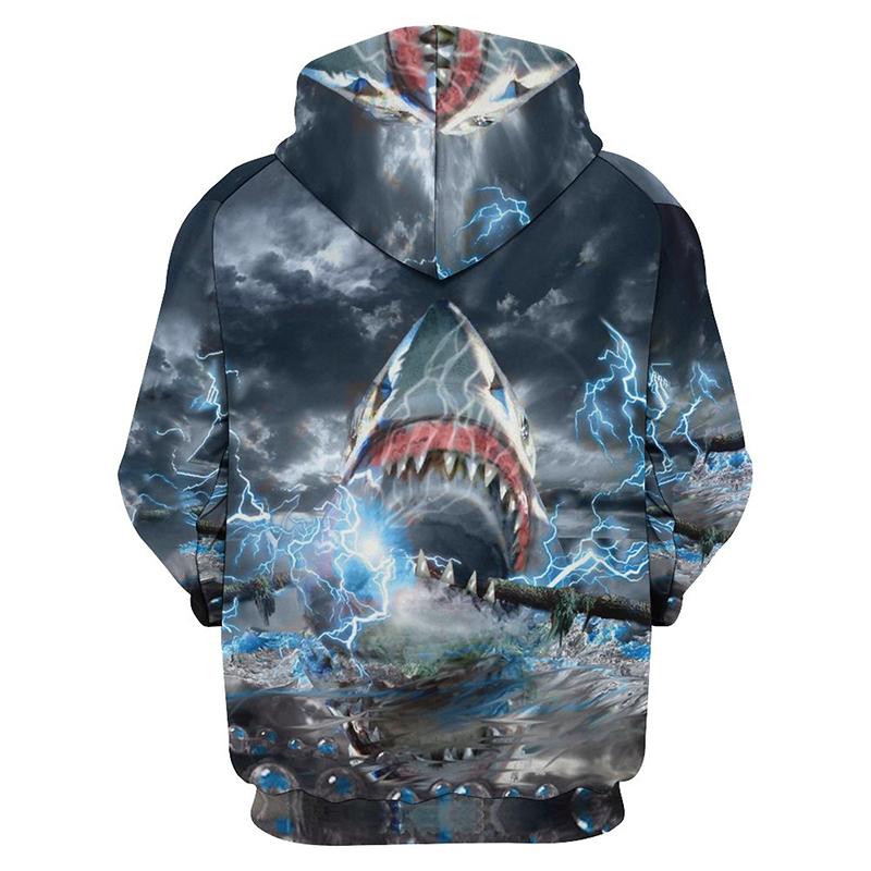 Men's CLlothing Shark Pattern Hoodie 3D Horror Gothic Whale Print Top New Hoodie Women's Harajuku 2k Sweatshirt Hooed Tops