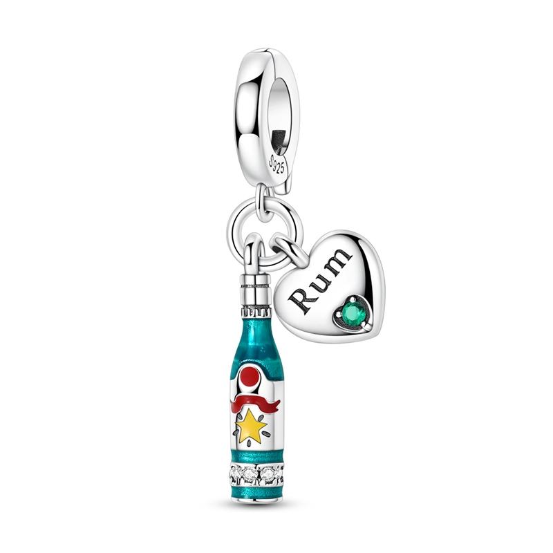 New Original 925 Sterling Silver Beads Charm Liquor Wine Series Clasp Pendant Fit Original Bracelet For Women DIY Jewelry Gift