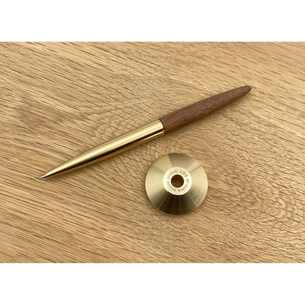 Namib Design Studio LOG Ballpoint Pen and Pen Stand Set, 1.0mm, Walnut, LOGDP-201