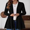 Plus Size Long Sleeve Solid Color Mid Length Casual Knit Cardigan Coat