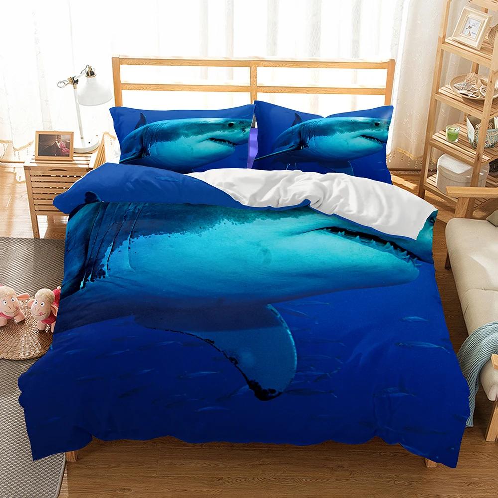 

Bedclothes Free Shipping Bedding Set Shark 3D Bed Cover Set And Pillowcases Dekbedovertrek King Size Twin Bedding Set EU single(135x200cm)