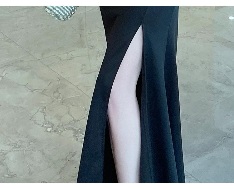 Elegantes V-Ausschnitt Abendkleid mit Schlitz - Figurbetonter Langer Rock