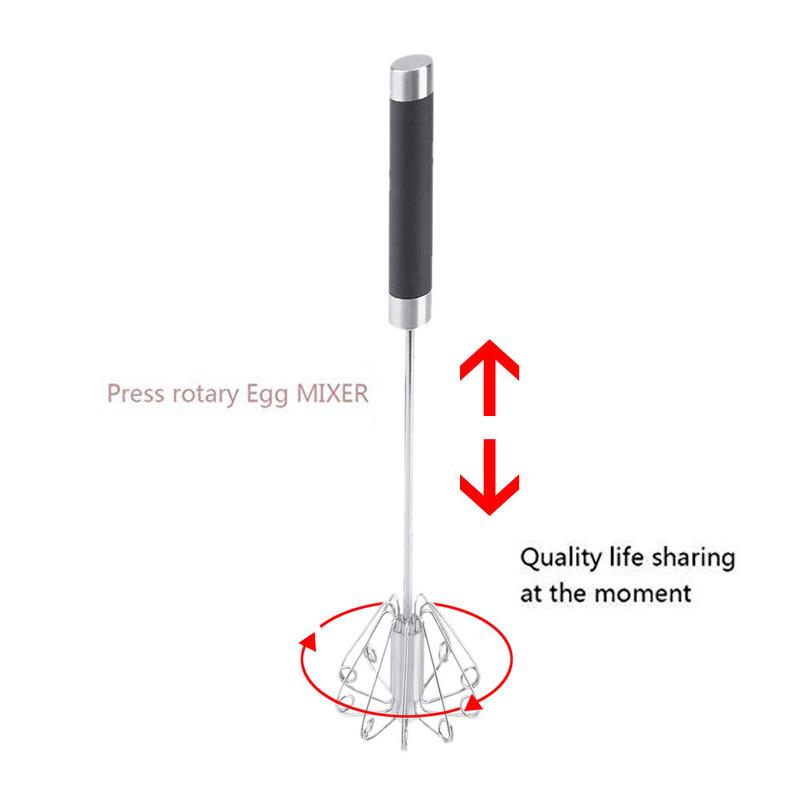 Hot Sale Semi-automatic Mixer Egg Beater Manual Self Turning Whisk Hand Blender Stainless Steel Egg Cream Stirring Kitchen Tools