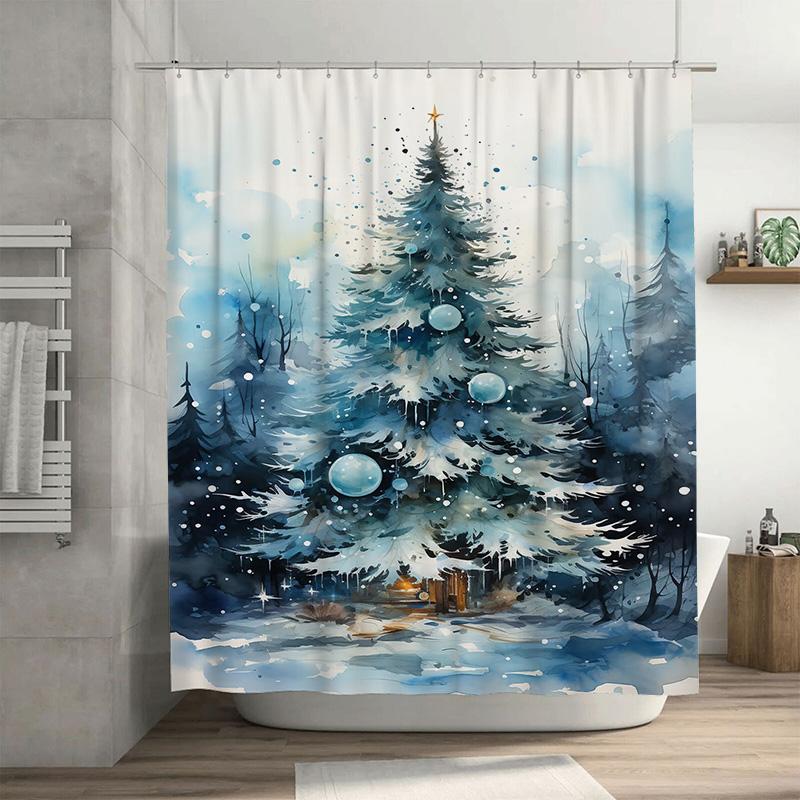

Tuniu Winter Forest Cabin Shower Curtain Snowy Woods Nature Landscape Bathroom Decor Rustic Home Artistic Cozy Peaceful Serene T W60H190(CM)-1 Pcs