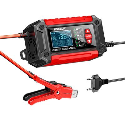 Car Battery Charger 12V 2 In 1 Smart Battery Tester Charger for Motor Car Repair Mode LCD Display AGM LiFePO4 Lead Acid