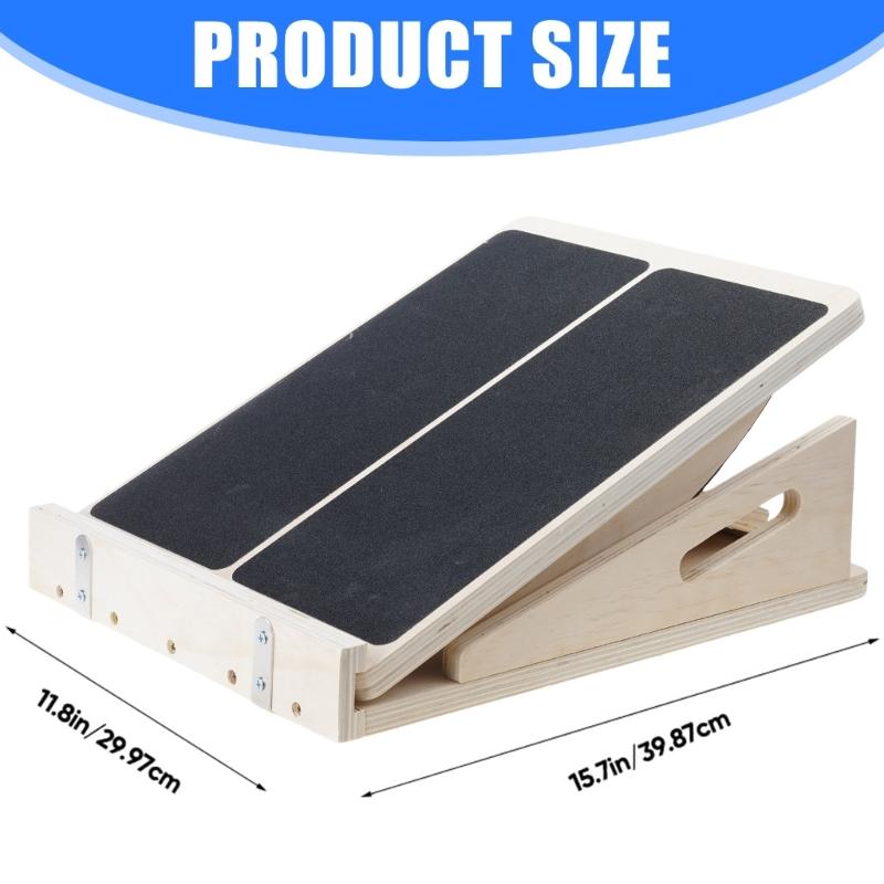 Regulable Wood Balance Board with 4 Level Folding Wood Incline Board for Leg Muscle Strengthening