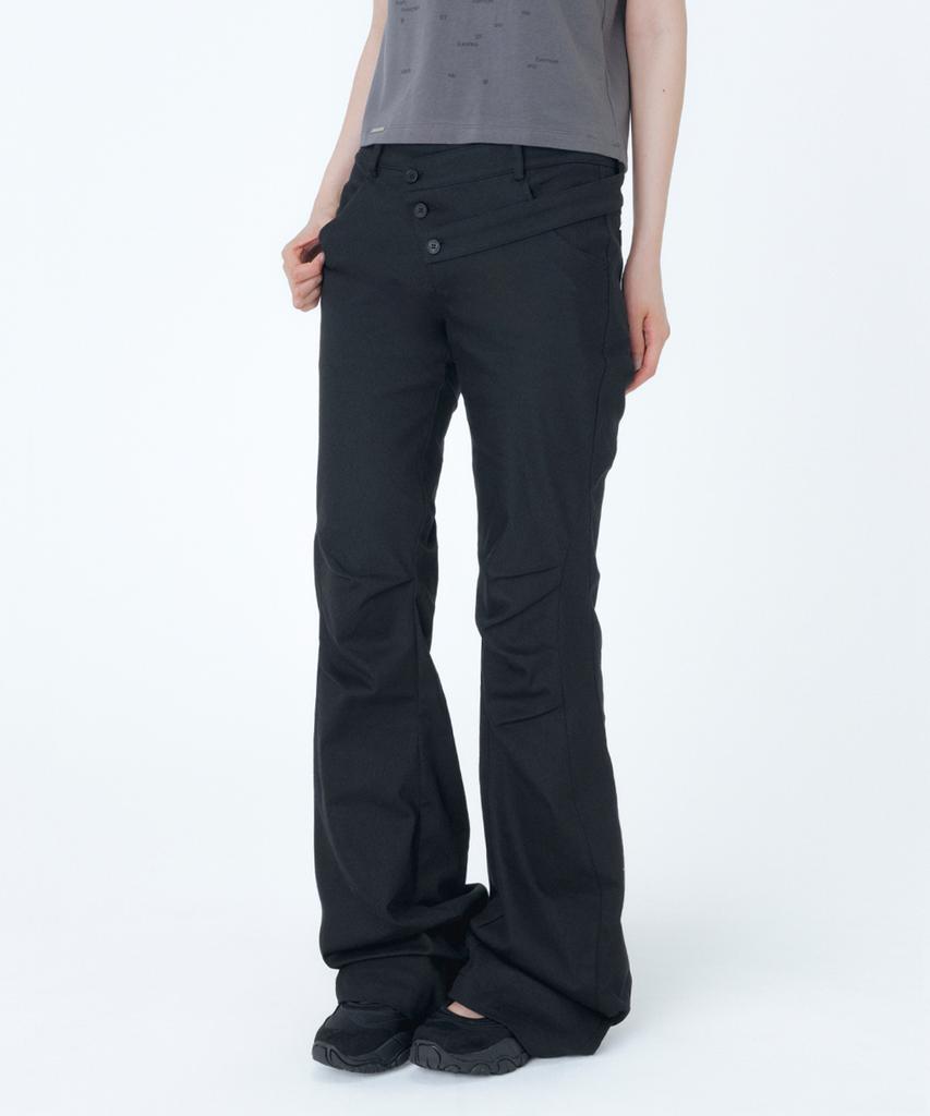 MISEKI SEOUL Diagonal Strap Bootcut Pants Black