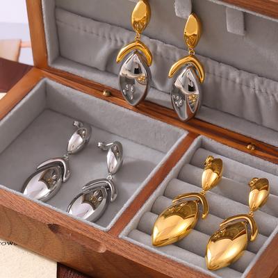 Chic Style Niche Geometric Splicing Pendant Earrings Personalized Trend Design Stainless Steel Plated 18K Gold Woman