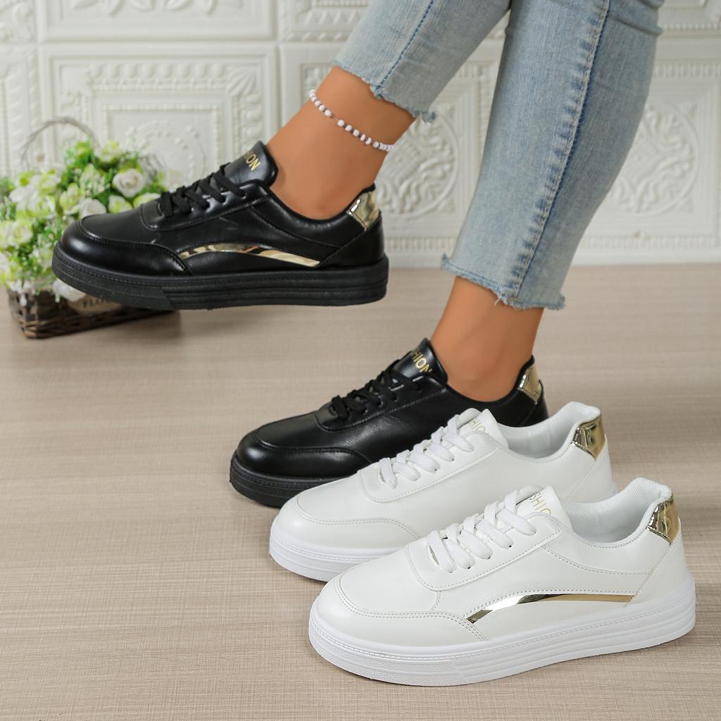 Fashion Women Shoes Lightweight Casual Shoes Fashion Walking Shoes White Lace-up Sneakers Plus Size Platform Vulcanized Shoe Size 36-41
