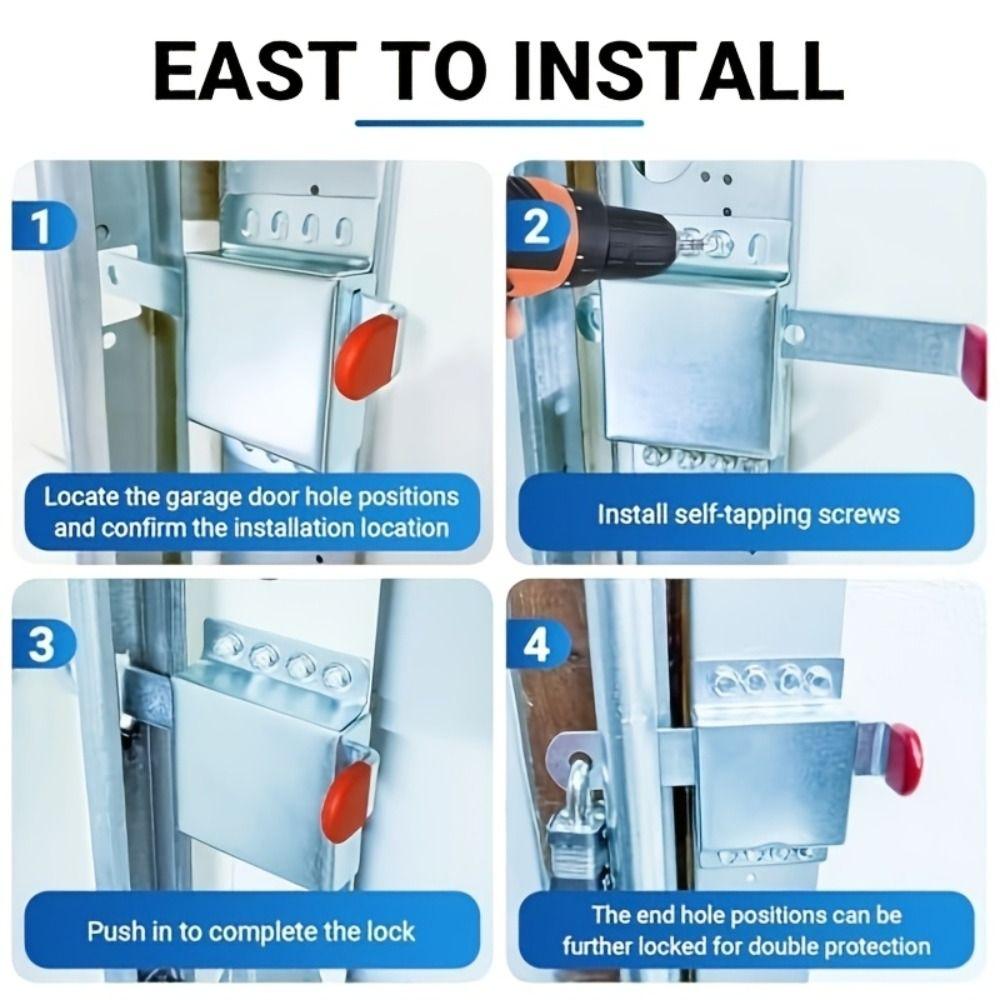 Galvanized Steel Garage Door Locks Rust Resistant Thicken Construction Anti-Theft Slide Lock Dual Side Installation Manual Open