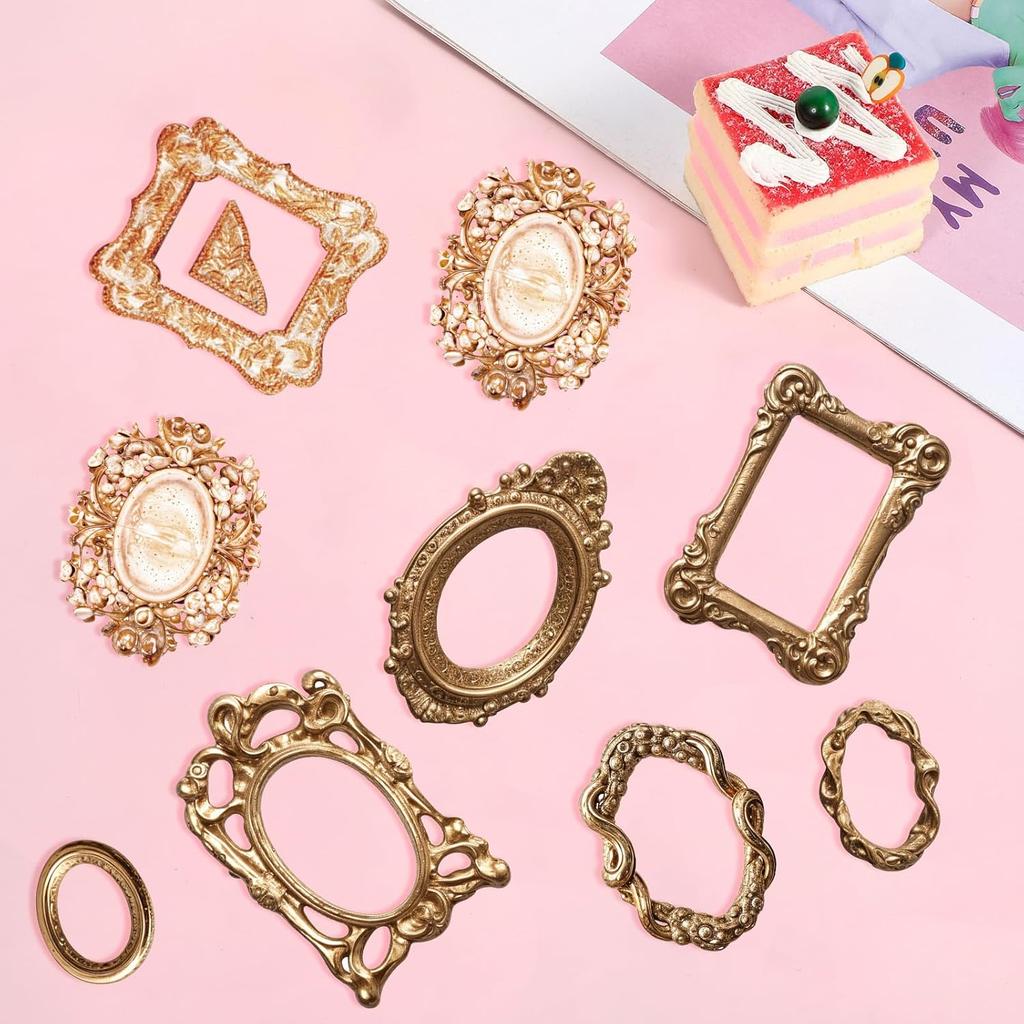 Giantree 4Pcs Frame Fondant Mold, Chocolate Silicone Mold, Baroque Style Candy Picture Frames Polymer Clay Molds, Resin Photo Frame Fondant Mold for