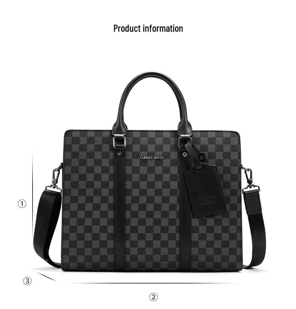 Men's Korean-Style Plaid Business Handbag: Trendy Large-Capacity Shoulder Bag & Briefcase