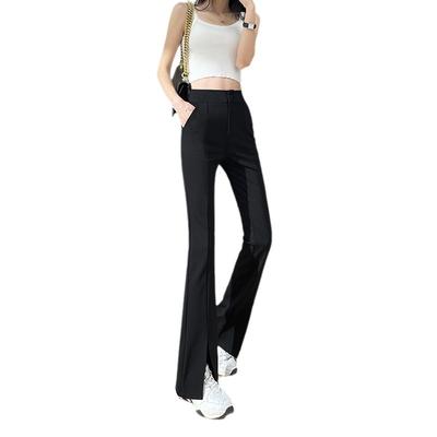 Split Flared Pants Spring Summer High Waist Slimming Draped Small Size Internet Celebrity Black Suit Slightly Flared Pants for Women