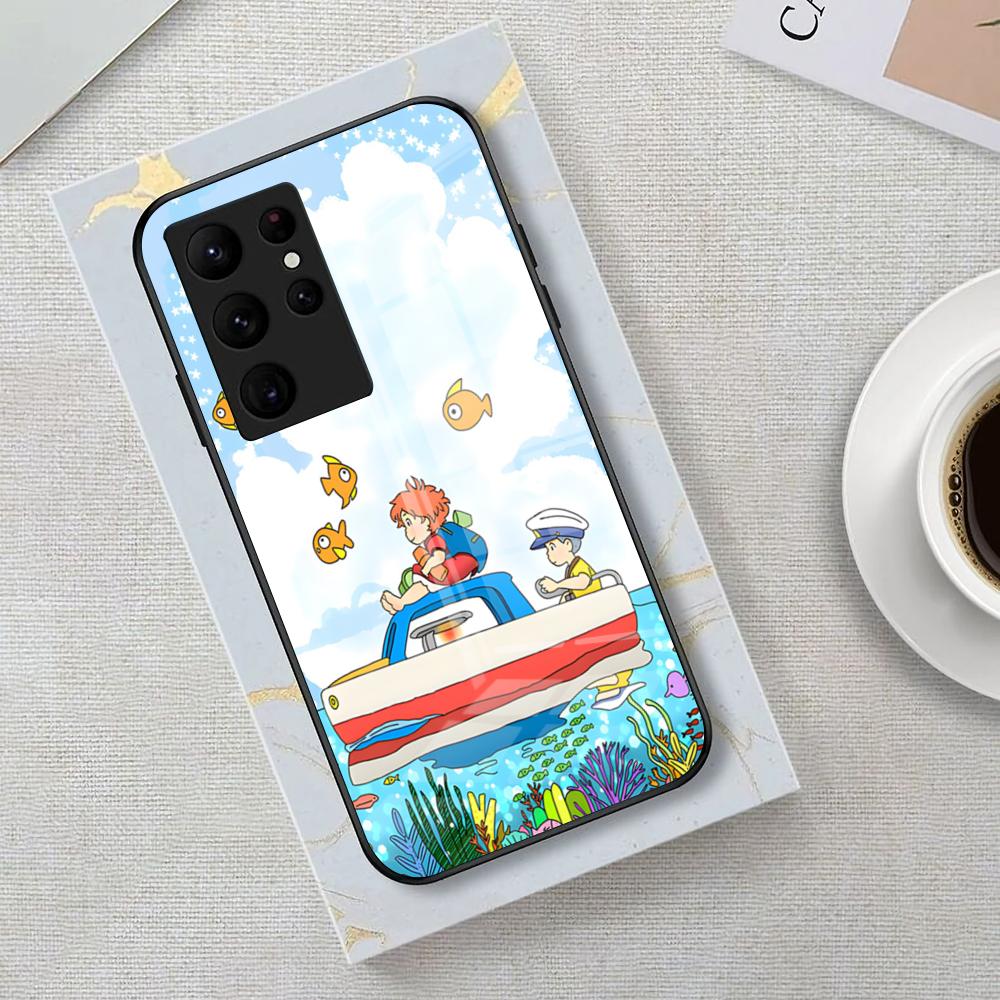 Movie Cute-PonyoES Phone Case For Samsung S26 S25 Edge Ultra 23 22 21 20 Ultra Plus S24 Fe Glass Cover