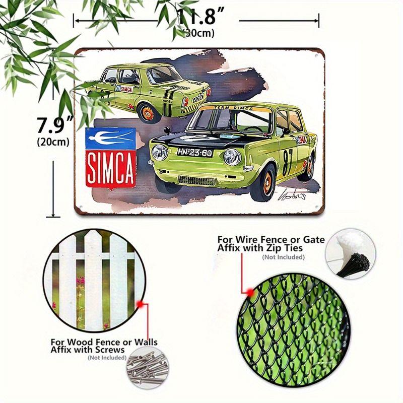Racing Car Retro Style Metal Decorative Painting for Garage Room Decor